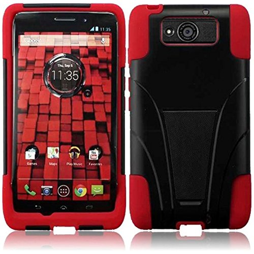 For For Motorola Droid Ultra XT1080 Hybrid TSTAND TUFF IMPACT Cover Case (Black/Red)