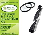 High Quality Replacement Vacuum Roll Brush Roller & 2-Pack Stretch Belt Kit Designed To Fit Hoover UH70120 Windtunnel T-Series Vacuum Cleaners; Compare To Hoover Roller Part # 303202001 & Belt Part # 562289001 or AH20065; Designed & Engineered By Crucial Vacuum