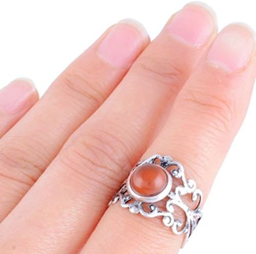 Crystalbella Fashion Iron Natural Stone Agate Ancient Silver Ring Jewelry