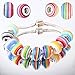 RUBYCA 100Pcs Mix Striped Large Hole Beads Acrylic fit European Charm Bracelet for Jewelry Making