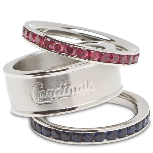 MLB St. Louis Cardinals Logo Crystal Stacked Ring Set (Size 6)