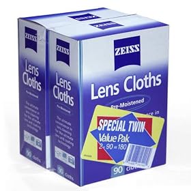 Zeiss Pre-moistened Lens Cloths - 2-Pack (a total of 180 lens cloths)
