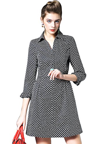 (a la mode)アラモード 大人 エレガント 高級 上品 ドット柄 シャツ ワンピース レディース ドレス お呼ばれ qin25