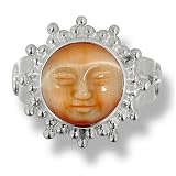 Sterling Silver Orange Fiber Optic Moon Ring by Sajen