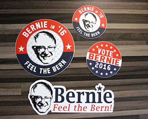 Bernie Sanders Bumper Stickers - Feel The Bern Bernie 2016 for President (4 Pack)