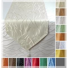 Streifen Damast EDEL TISCHL�UFER -Farbe w�hlbar- 30 x 200 - CREME *Beautex*