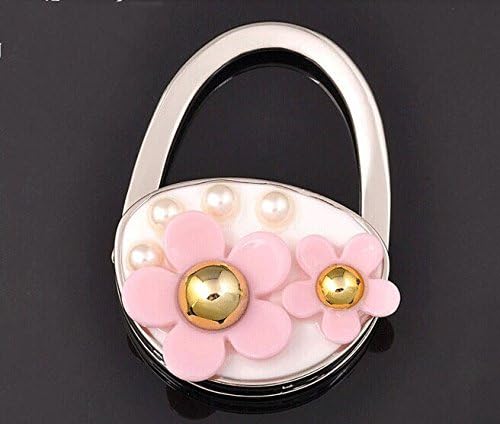 GC Elegant Lady Folding Purse Handbag Holders Bag Hook Hanger Pearl Flower Pink Color JSD13