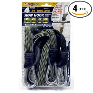 CargoLoc 89956 Snap-Hook Flat Bungee Cords Assortment, 4-Piece