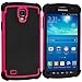 Galaxy S4 Active Case, TechSpec(TM) Black / Hot Pink Hybrid Rugged Grip Shockproof Case Cover for Samsung Galaxy S4 Active i537