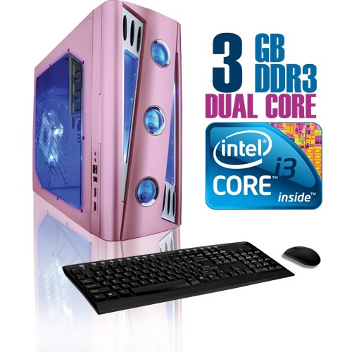 CybertronPC X-Cruiser 2 CIAN1120SKQ, Pink, Intel Core i3 Dual Core 2.93GHz, 3GB DDR3, 500GB Hard Drive, DVDRW w/LightScribe, Radeon HD4350, All-In-One Card Reader, 400 Watt Power Supply, Windows 7 Home Premium 64-bit, 1 Year Parts & Labor Warranty