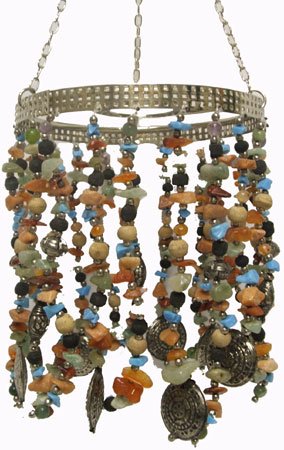 Hanging Western Beaded Lantern with Color Changing Lamp