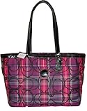 Best buy Authentic Coach Signature Stripe Tartan Pink Purple Plaid Tote Bag 15464