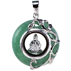 Green Jade and Sterling Silver Meditating Buddha Handmade Pendant Necklace by Jade Birthstones