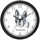Boston Terrier Dog Wall Clock by WatchBuddy Timepieces (White Frame)