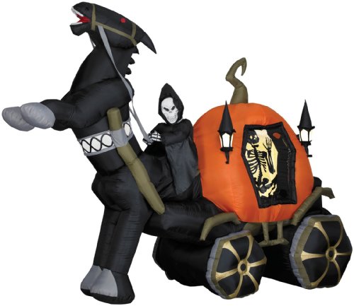 Animated Airblown Reaper Carriage with Rearing Horse