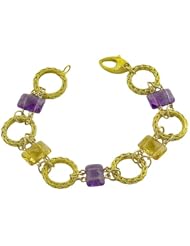 14 Karat Yellow Gold Faceted Citrine & Amethyst Tuscan Bracelet (7 Inch)