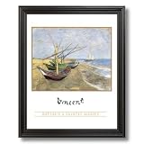 Vincent Van Gogh Lake Beach Sailboat Home Decor Wall Picture Black Framed Art Print