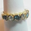 14K Yellow Gold Blue and White Diamond Ring