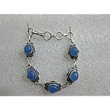 Charm Handmade Oxidized Sterling Silver Chalcedony Bracelet