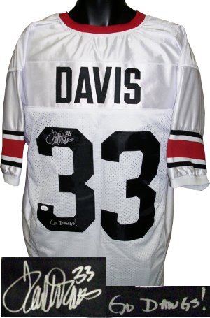 Terrell Davis signed Georgia Bulldogs White Custom Jersey Go Dawgs!