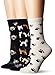 DAVCO Women's Novelty Crew Socks 3 Pack, Dogs & Paw Prints, 9-11