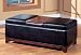 Kitchen & Housewares : Black Vinyl Storage Ottoman Coffee Table w/Cherry Finish Wood Base