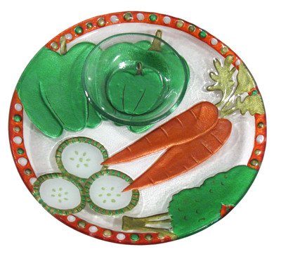 Veggie Glass Fusion Chip and Dip Platter by Lori Siebert