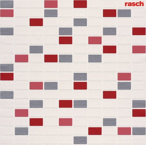 Rasch Tapete 817102 Relieftapete Muster "Fliese" wei&szlig;-rot modern
