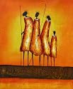 African Hunters Oil Painting on Canvas Hand Made Replica Finest Quality 20in X 24in