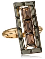 Kelly Wearstler Normandie 18k Gold Plated Smoky Topaz Crystal Baguette Ring