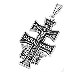 Sterling Silver - Pendant - Caravaca Cross - 36mm Height - Oxidized Finish