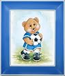 Sports Bear Soccer Star - Children's and Kids Room Framed Wall Art and Nursery Wall Decor