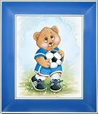 Sports Bear Soccer Star - Children's and Kids Room Framed Wall Art and Nursery Wall Decor