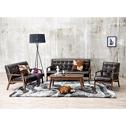 Baxton Studio 3-Piece Mid-Century Masterpieces Sofa Set, Brown