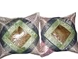 2 Bright Pink Olive Green Brocade Vintage Sari Zari Borders Toss Cushion Covers 16"x16"