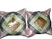 2 Bright Pink Olive Green Brocade Vintage Sari Zari Borders Toss Cushion Covers 16"x16"