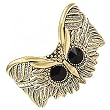 Goldtone Crystal Owl Face Wide Cuff Fashion Bracelet