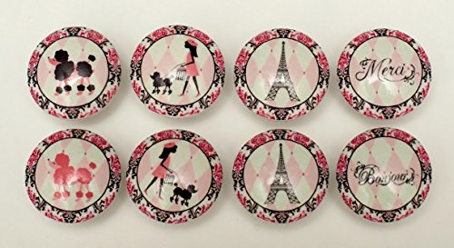 Set of 8 Princess in Paris Dresser Drawer Knobs