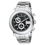 Gucci Men`s YA101309 G Chrono Steel Black Guilloche Dial Watch
