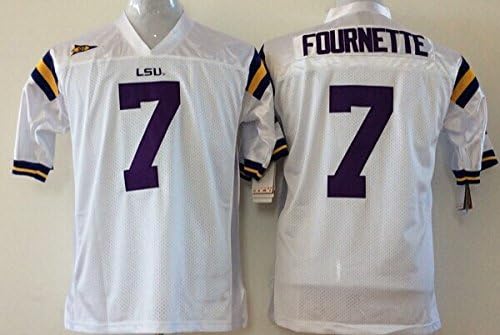 NCAA LSU Tigers NO.7 FOURNETTE White Football Jersey Men's Football Shirt-XL