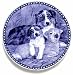 Australian Shepherd Dog & Puppy: Hand-made Danish Blue Plate