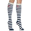 5591 Acrylic Stripe Knee Highs w/Woven Anchor, White/Blue, One Size