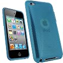iGadgitz Spiral Light Blue Durable Crystal Gel Skin Case Cover (Thermoplastic Polyurethane TPU) for Apple iPod Touch 4th Generation 8gb, 32gb, 64gb + Screen Protector