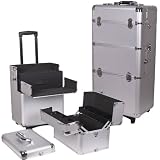 27.5 inch Aluminum Silver Dot Professional Rolling Makeup Artist Case with Dividers / Wheel