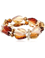 Napier "Chameleon" Gold-Tone and Brown Stretch Bracelet, 2.86"