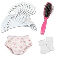 Complete Doll Accessories Set for 18 Inch Dolls & American Girl Dolls,Doll Hangers, Doll Hairbrush, White Doll Socks, Doll Underwear