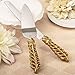 Fashion Craft 2528 Gold lattice botanical collection stainless cake knife set, One Size, Yellow