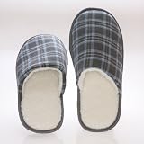 Mens House Slippers -Memory Foa - Blue Checkered Cotton - Wool Fleece Lining 9-10 Mens House Slippers -Memory Foa - Blue Checkered Cotton - Wool Fleece Lining 9-10