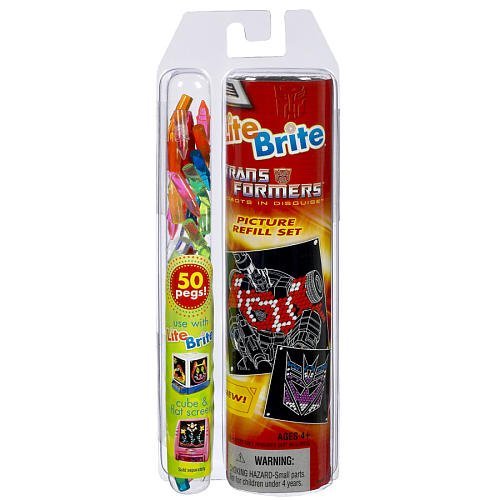 Lite Brite TRANSFORMERS Picture Refill Set with BONUS 50 Pegs!