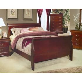 Cherry Finish Twin Size Sleigh Bed